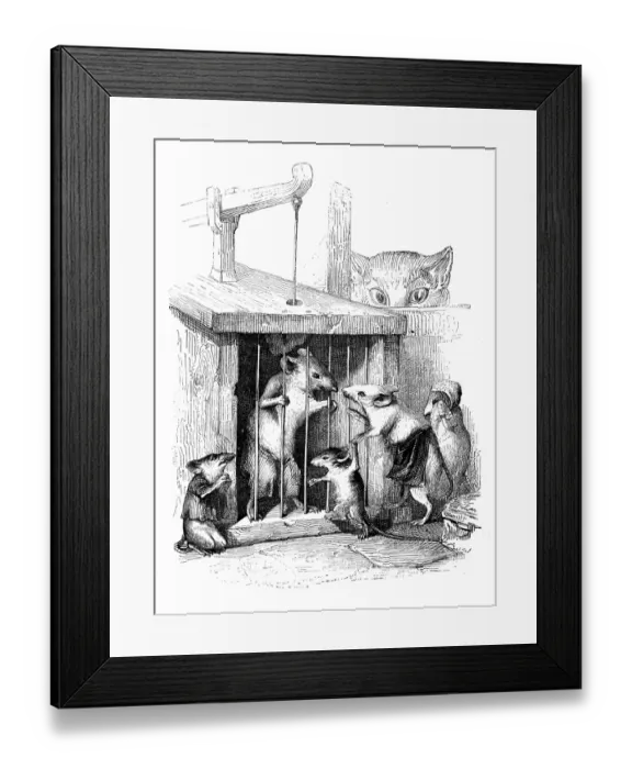 Framed Print : Humanized animals illustrations: Mouse in cage Framed Print : Humanized animals illustrations: Mouse in cage