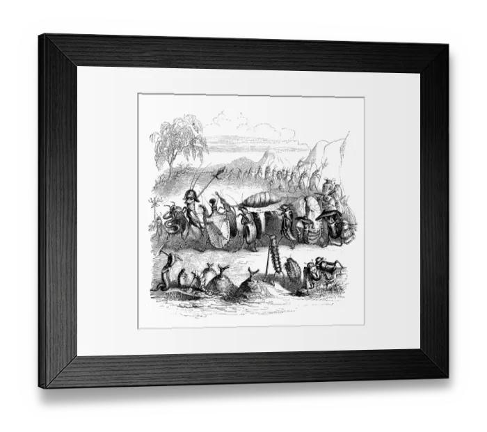 Framed Print : Humanized animals illustrations: Bugs procession Framed Print : Humanized animals illustrations: Bugs procession