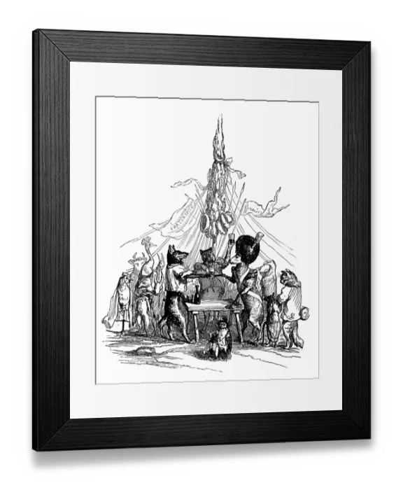 Framed Print : Humanized animals illustrations: Toasting Framed Print : Humanized animals illustrations: Toasting