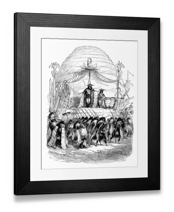 Framed Print : Humanized animals illustrations: Soldier bee and queen Framed Print : Humanized animals illustrations: Soldier bee and queen