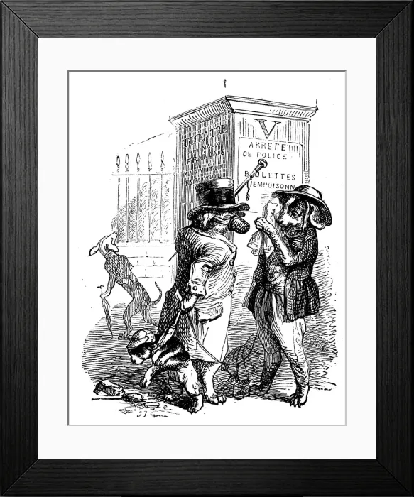 Framed Print : Humanized animals illustrations: dogs Framed Print : Humanized animals illustrations: dogs