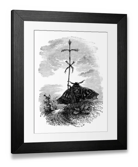 Framed Print : Humanized animals illustrations: Religious moth Framed Print : Humanized animals illustrations: Religious moth