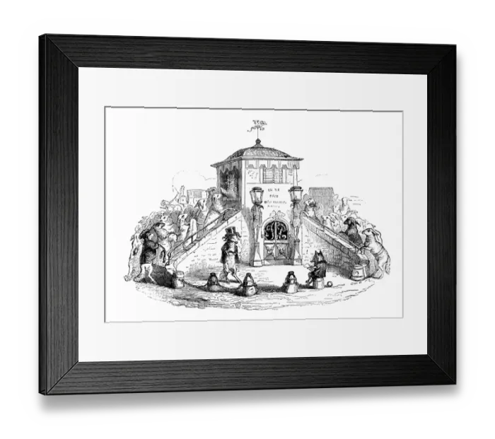 Framed Print : Humanized animals illustrations: Sheep queuing Framed Print : Humanized animals illustrations: Sheep queuing