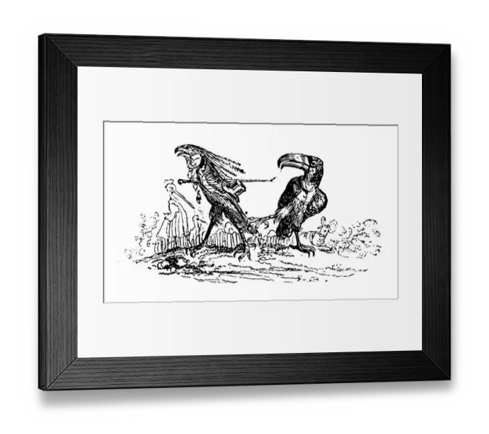 Framed Print : Humanized animals illustrations: Birds Framed Print : Humanized animals illustrations: Birds