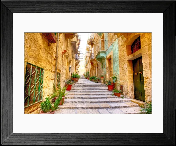 Framed Print : Typical narrow street with stairs Framed Print : Typical narrow street with stairs