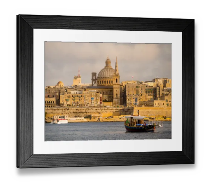 Framed Print : Valletta Skyline, view from Sliema harbour at sunset Framed Print : Valletta Skyline, view from Sliema harbour at sunset