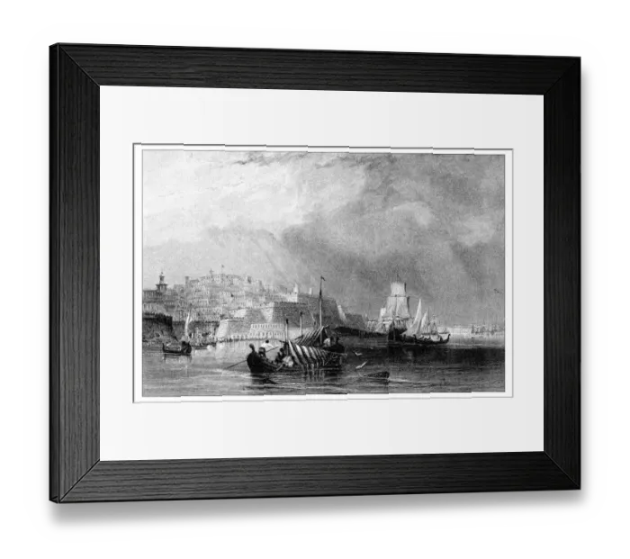 Framed Print : Antique illustration of mediterranean landscapes: Valetta, Malta Framed Print : Antique illustration of mediterranean landscapes: Valetta, Malta