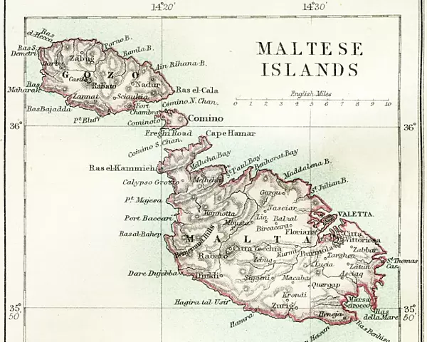 Maltese islands map 1883