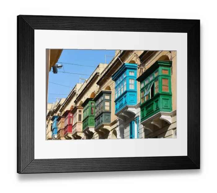 Framed Print : bow windows Malta Framed Print : bow windows Malta