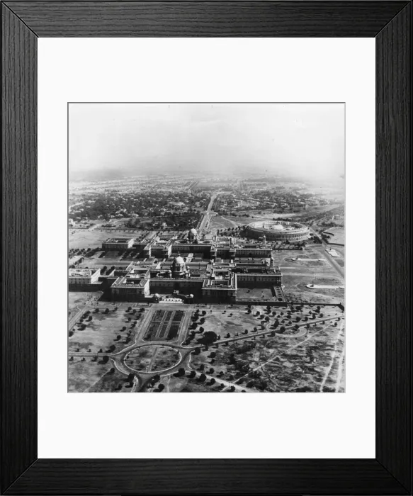 Framed Print : New Delhi. An aerial view of the Government buildings of New Delhi Framed Print : New Delhi. An aerial view of the Government buildings of New Delhi