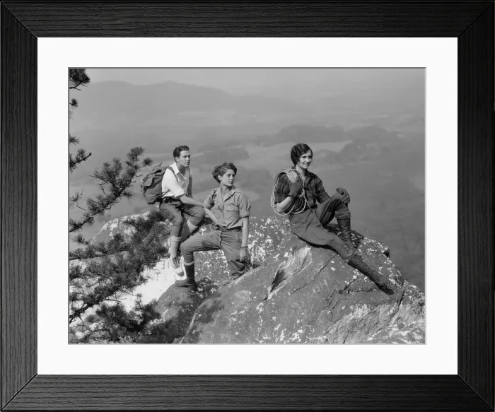 Framed Print : Group of three climbers atop mountain Framed Print : Group of three climbers atop mountain