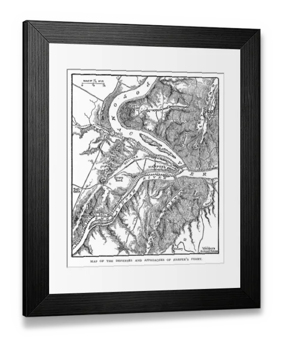 Framed Print : Map of the defenses and approaches of Harpers Ferry during the American Civil War Framed Print : Map of the defenses and approaches of Harpers Ferry during the American Civil War