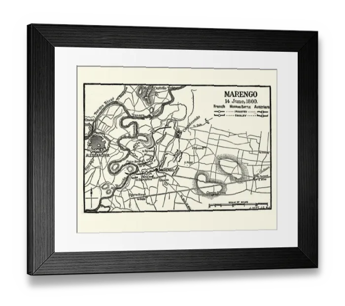 Framed Print : Map of Battle of Marengo, Morning 14 June1800 Framed Print : Map of Battle of Marengo, Morning 14 June1800