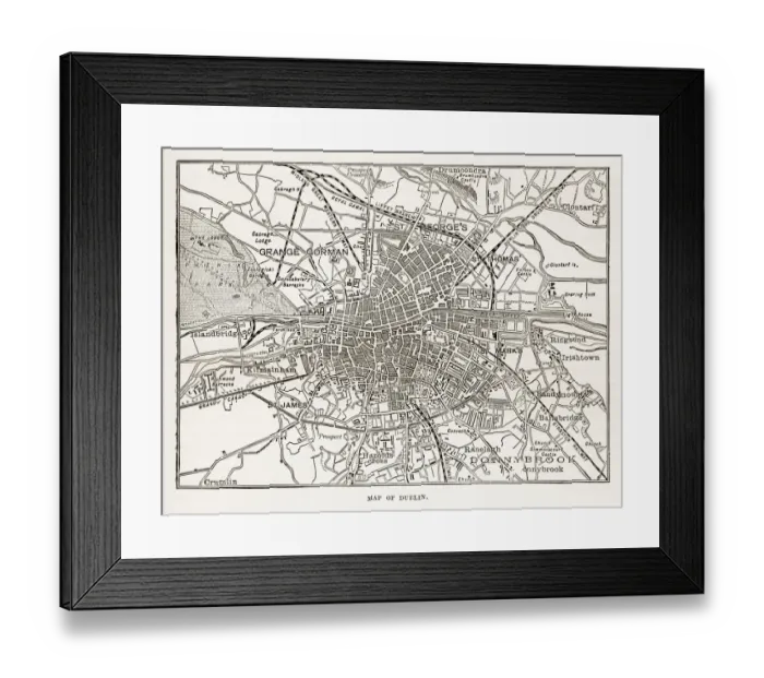 Framed Print : Map of the City of Dublin, Ireland Victorian Engraving, 1840 Framed Print : Map of the City of Dublin, Ireland Victorian Engraving, 1840