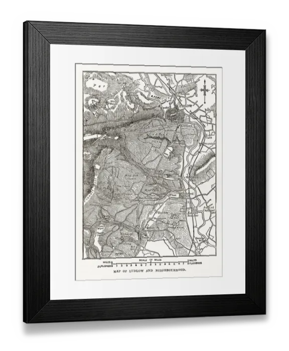 Framed Print : Map of Ludlow, England Victorian Engraving, Circa 1840 Framed Print : Map of Ludlow, England Victorian Engraving, Circa 1840