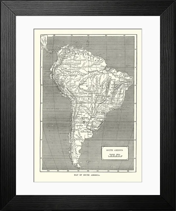 Framed Print : Map of South America, 19th Century Framed Print : Map of South America, 19th Century