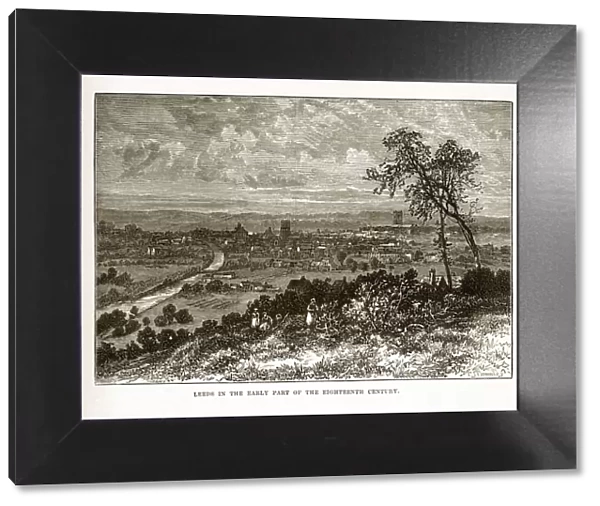 Leeds, England in the Early 18th Century Victorian Engraving
