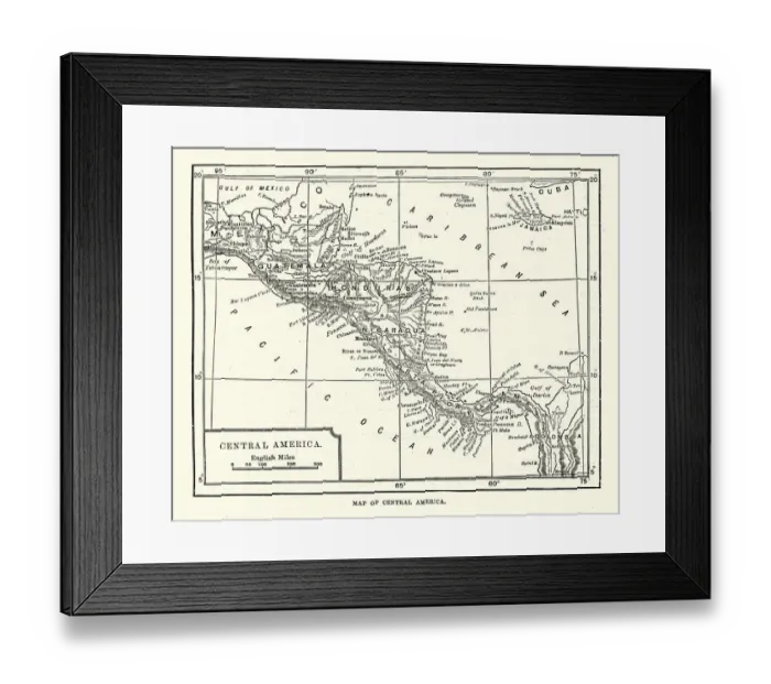 Framed Print : Map of Central America, 19th Century Framed Print : Map of Central America, 19th Century