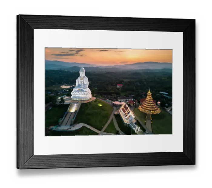 Framed Print : Aerial view of Wat huay pla kang temple, Chiang Rai, Thailand