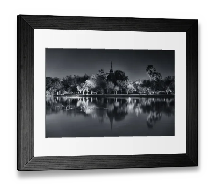 Framed Print : B&W of Sukhothai temple at night, Thailand Framed Print : B&W of Sukhothai temple at night, Thailand