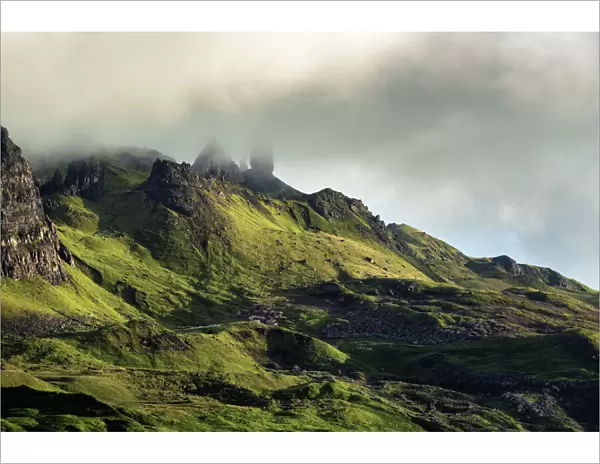Old man of storr under cloud sky, Isle of Skye