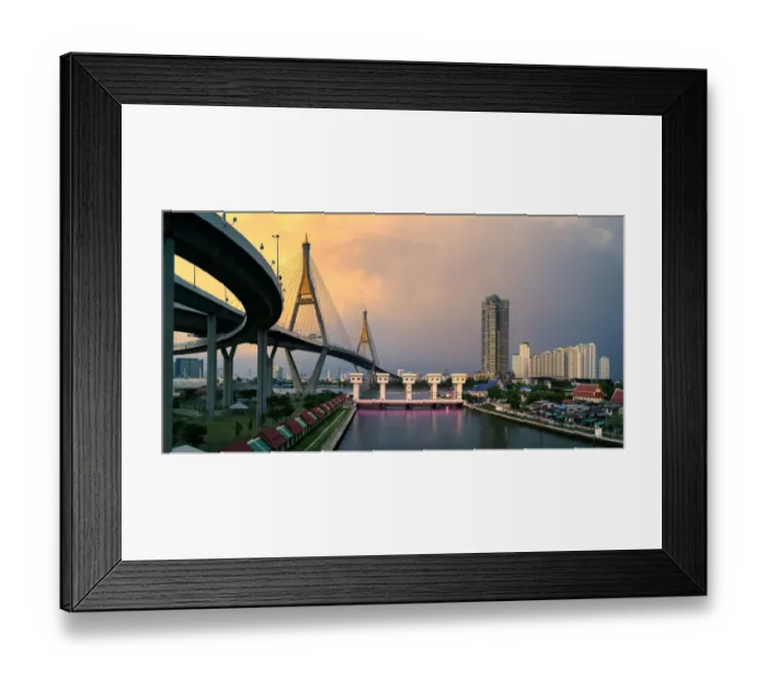 Framed Print : Bhumibol bridge across the Chao Phraya river Bangkok, Thailand