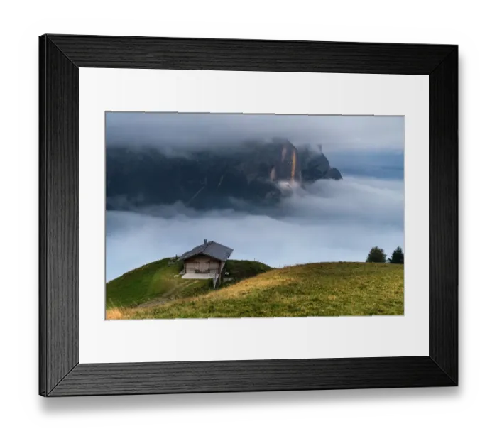 Framed Print : Foggy at Alpe di Siusi(Seiser Alm), Dolomites, Italy