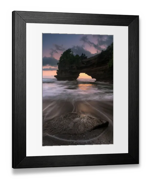 Framed Print : Seascape twilight times at Batu Bolong Pura Tanah Lot, Bali, Indonesia