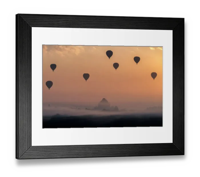 Framed Print : Bagan pagoda with hot air balloons in the morning Framed Print : Bagan pagoda with hot air balloons in the morning