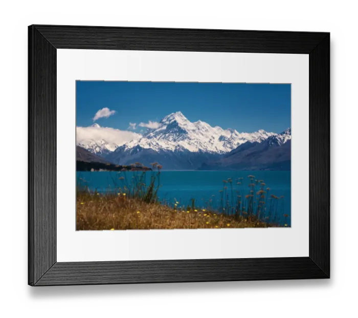 Framed Print : Mt Cook National park with lake Pukaki in the foreground Framed Print : Mt Cook National park with lake Pukaki in the foreground