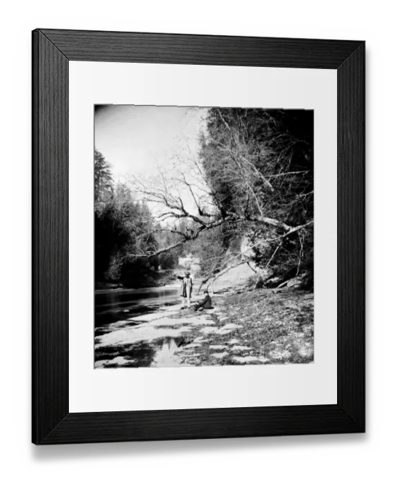 Framed Print : Trenton. 1859: Two men by the river near Trenton Falls on the West Canada Creek near Utica Framed Print : Trenton. 1859: Two men by the river near Trenton Falls on the West Canada Creek near Utica