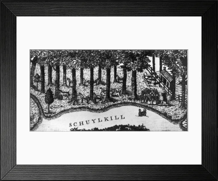 Framed Print : Baptism. Engraving by Henry Dawkins of a baptismal ceremony beside the Schuykill river Framed Print : Baptism. Engraving by Henry Dawkins of a baptismal ceremony beside the Schuykill river