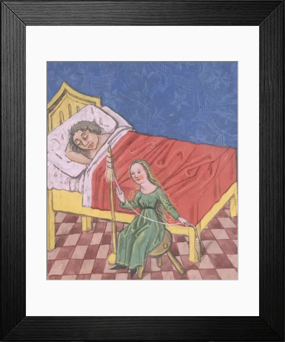 Framed Print : Nurse. An Illustration of a Nurse Tending to a Female Patient circa 1380 Framed Print : Nurse. An Illustration of a Nurse Tending to a Female Patient circa 1380