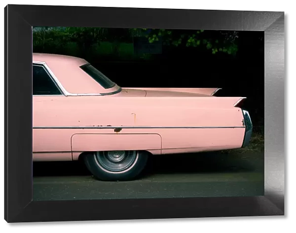 Fins of pink classic car