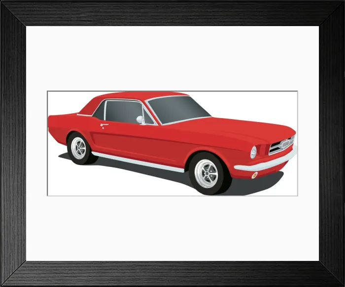 Framed Print : Vector Ford Mustang - 1965 Framed Print : Vector Ford Mustang - 1965