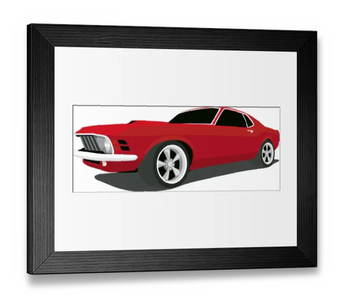 Framed Print : Vector Ford Mustang - 1970