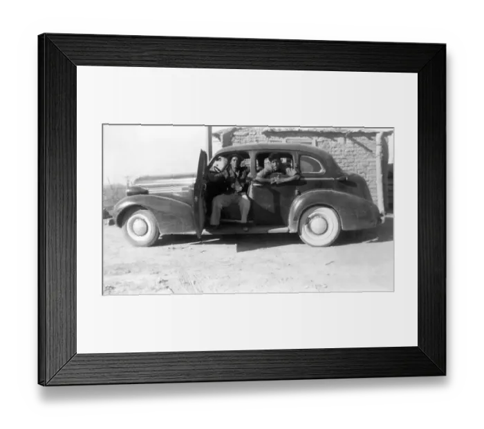 Framed Print : 20-25 years, adults, black & white, black + white, black and white, brunette, car Framed Print : 20-25 years, adults, black & white, black + white, black and white, brunette, car