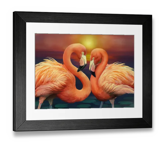 Framed Print : Illustration of Flamingos