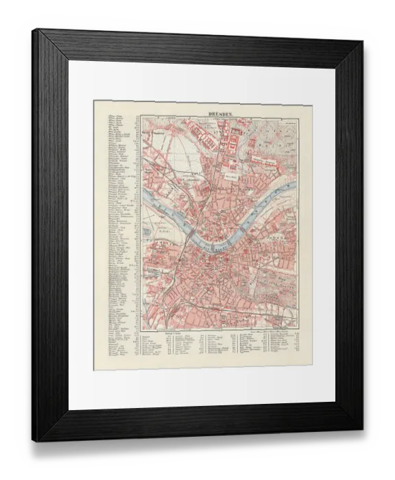 Framed Print : City map of Dresden, Saxony, Germany, lithograph, published in 1897 Framed Print : City map of Dresden, Saxony, Germany, lithograph, published in 1897