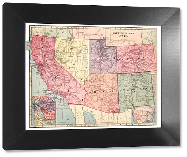 Southwestern states map 1892