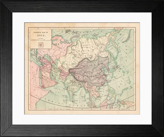 Framed Print : Asia map 1881 Framed Print : Asia map 1881