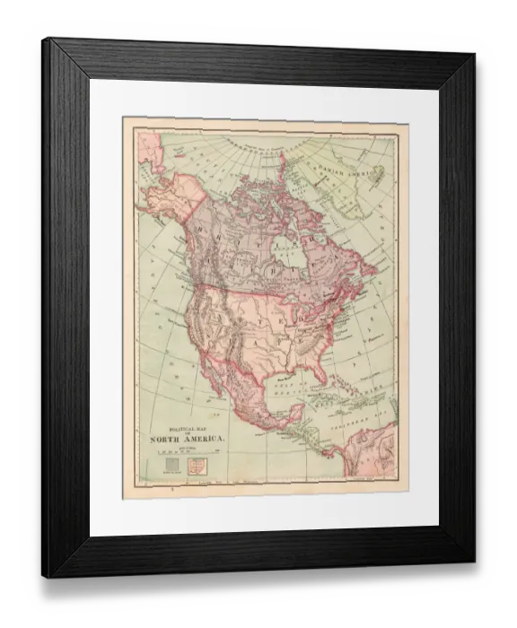 Framed Print : North America map 1881
