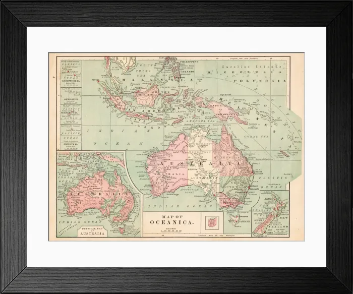 Framed Print : Australia map 1881 Framed Print : Australia map 1881
