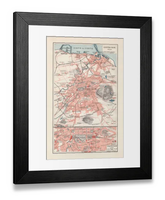 Framed Print : City map of Edinburgh, capital of Scotland, lithograph, published 1897 Framed Print : City map of Edinburgh, capital of Scotland, lithograph, published 1897