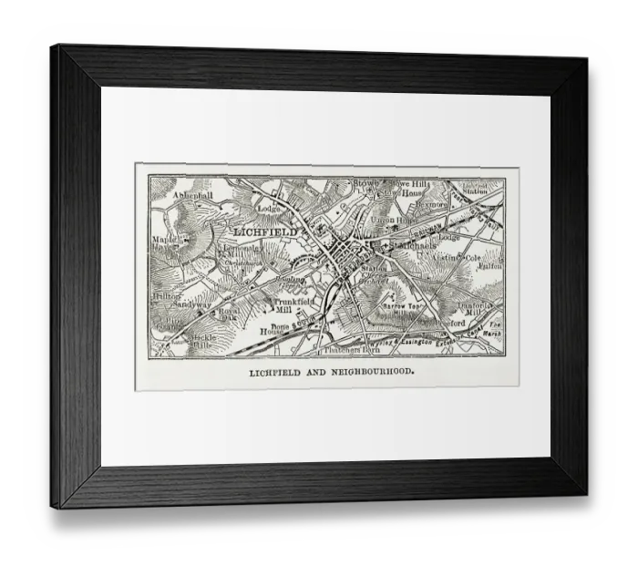 Framed Print : Map of Litchfield in Staffordshire, England Victorian Engraving, 1840 Framed Print : Map of Litchfield in Staffordshire, England Victorian Engraving, 1840