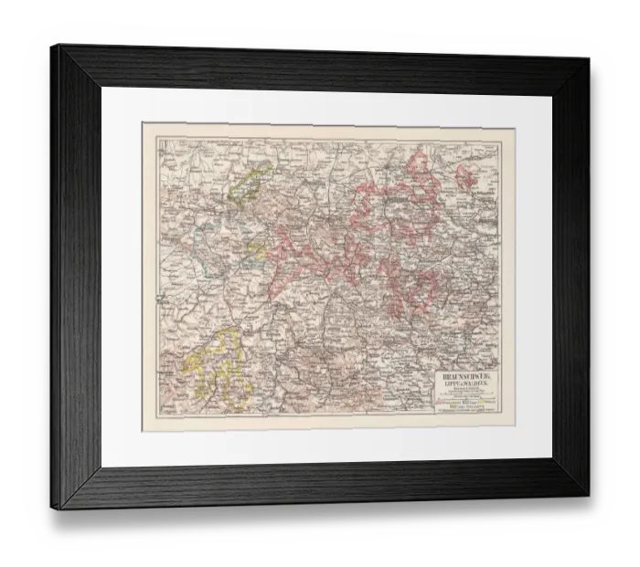 Framed Print : Duchy of Brunswick, Principalities Schaumburg-Lippe, and Waldeck, published 1897 Framed Print : Duchy of Brunswick, Principalities Schaumburg-Lippe, and Waldeck, published 1897