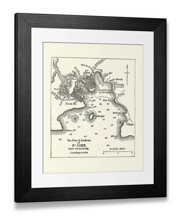 Framed Print : Map of Saint John, New Brunswick, Canada 19th Century Framed Print : Map of Saint John, New Brunswick, Canada 19th Century