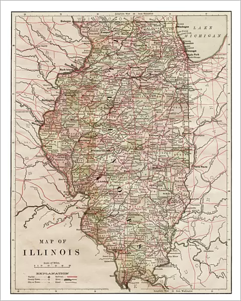 Map of Illinois 1889