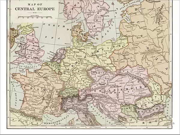 Map of central Europe 1889