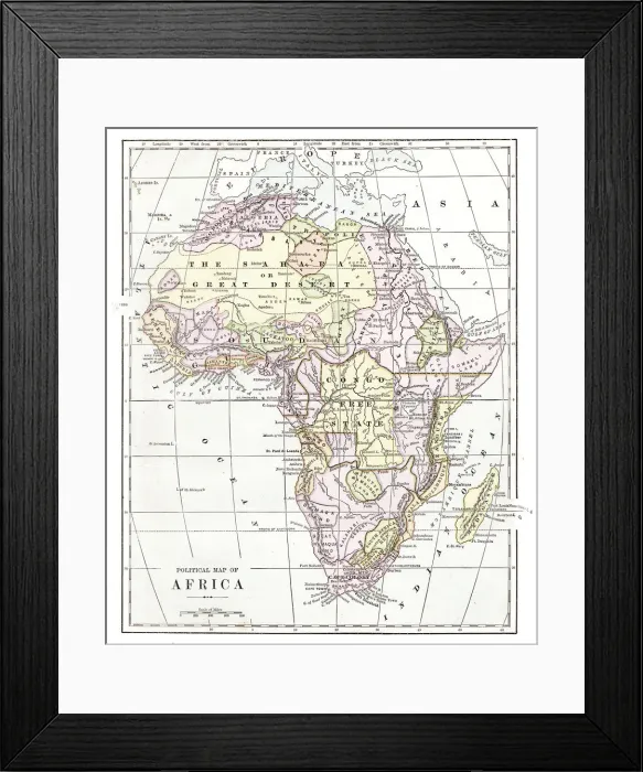 Framed Print : Map of Africa 1889 Framed Print : Map of Africa 1889